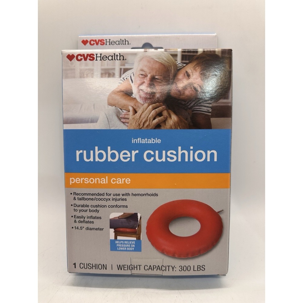 CVS Inflatable Donut Rubber Cushion Seat Pillow 14.5" round Easy Inflate Deflate